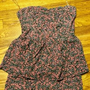 Strapless peplum floral dress